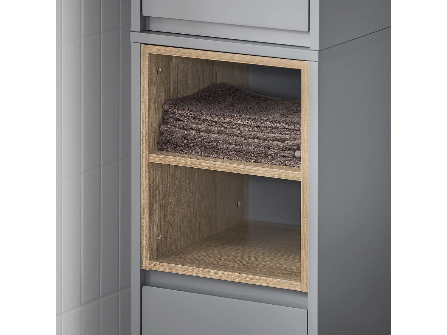 SoBuy BZR147-DG Meuble Colonne Armoire de Salle de Bain Étagère Étroite Meuble de Rangement Salle de Bain avec 2 Portes et 2 Compartiments, 30 x 30 x 170 cm, Gris