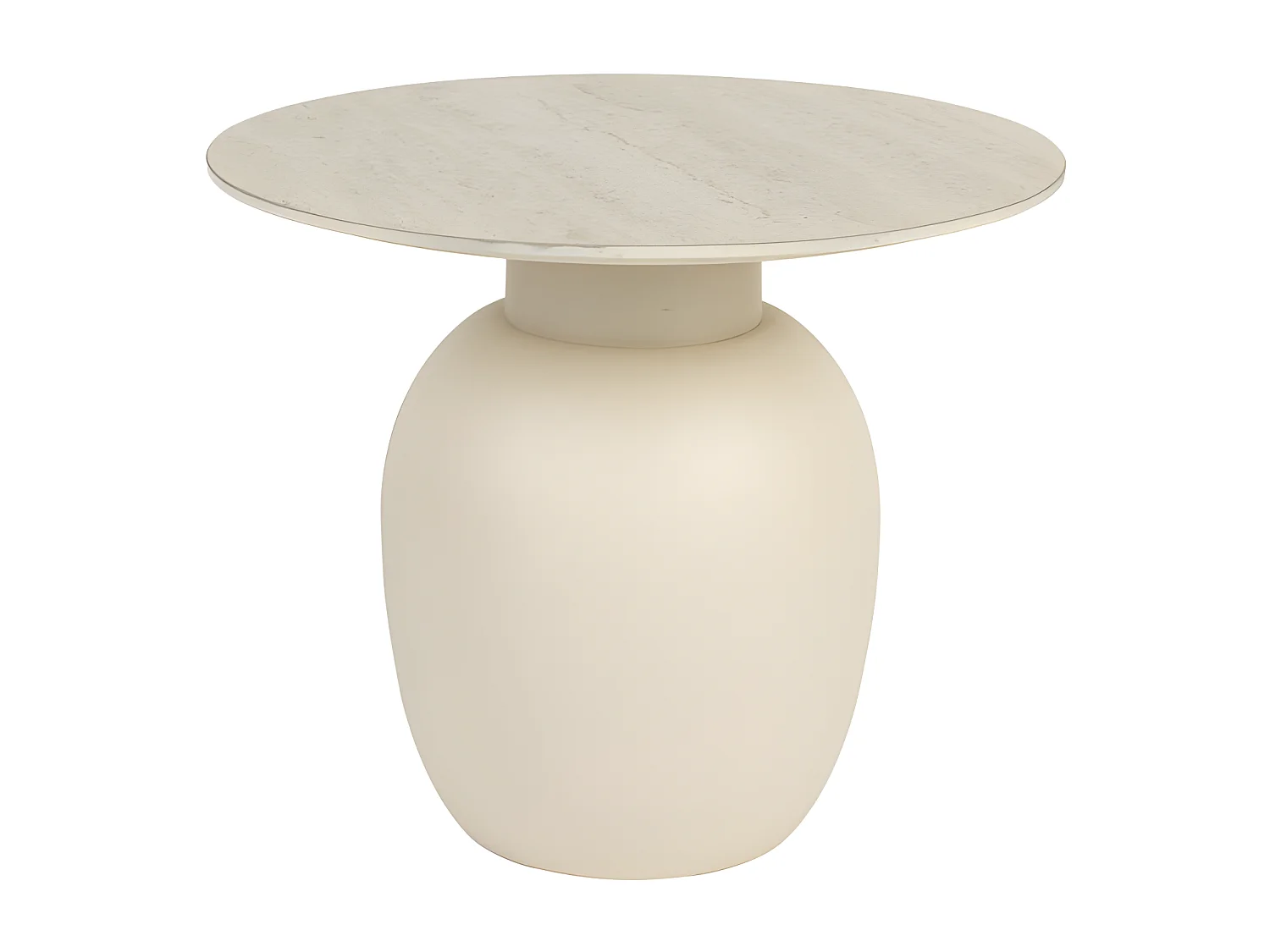 Karula - Table d'appoint ronde effet travertin ø50cm - Beige