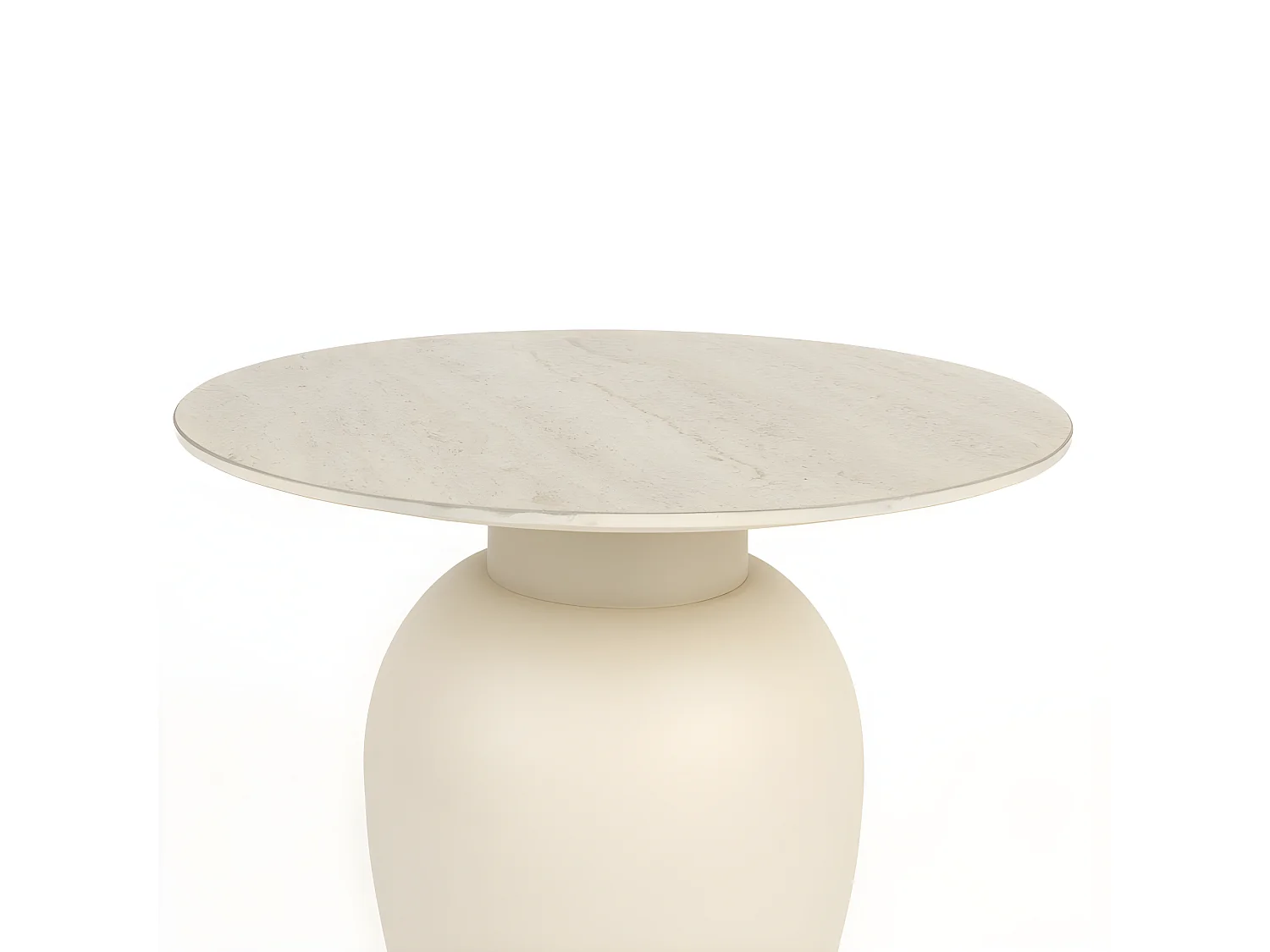Karula - Table d'appoint ronde effet travertin ø50cm - Beige