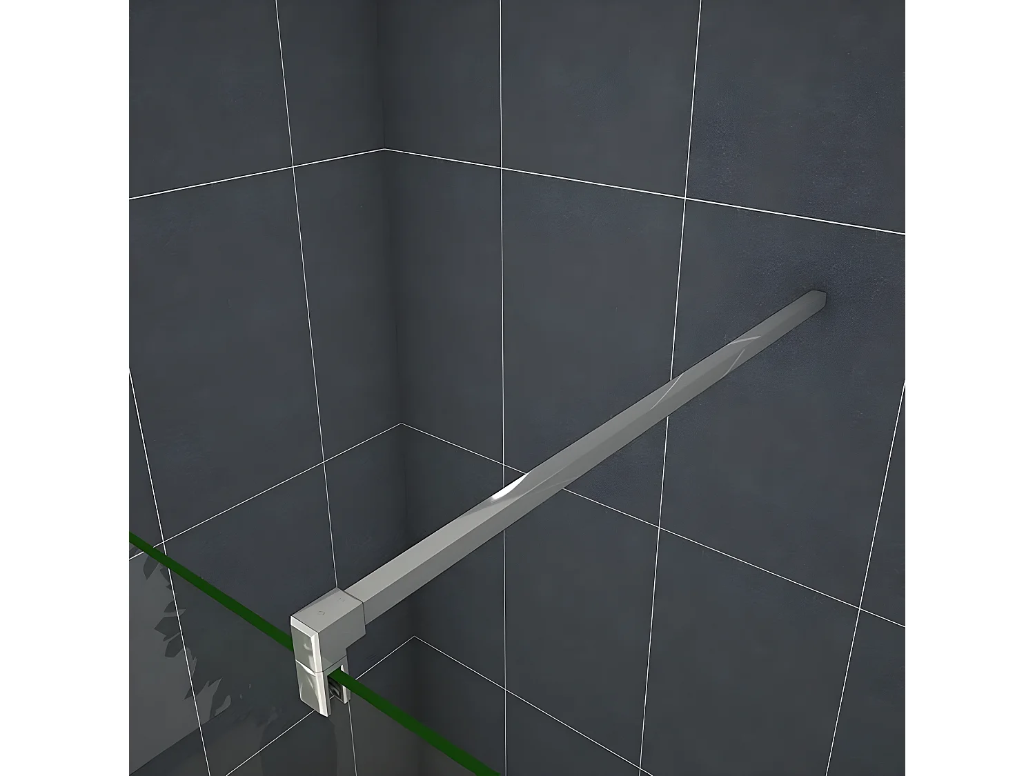 Panel de ducha vidrio 8mm antical con una barra de 90cm perfil cromado (48-50)x200cm