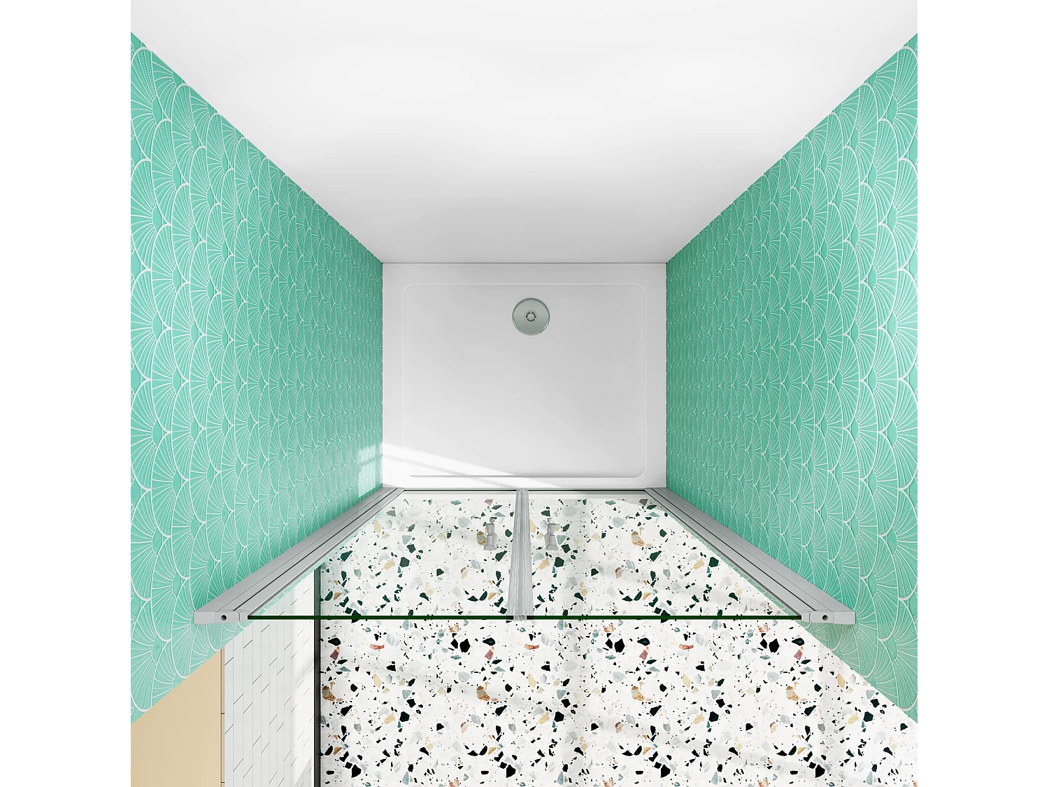 Mampara de ducha abatible dos hojas,perfil blanco/gris mate,vidrio 5mm,(810-850)x1850mm