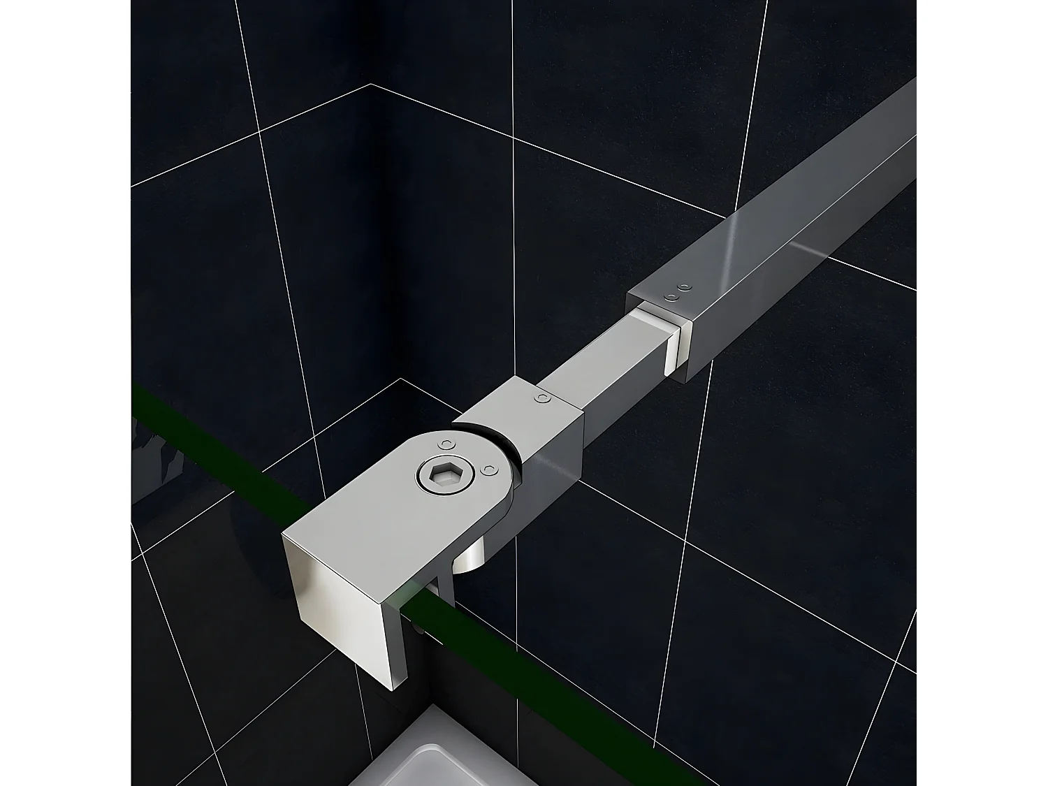 Painel de duche Fixo 1 folha Vidro Anti-calcário 10mm 107x200cm com Duas barras ajustáveis 73-120cm-AICA