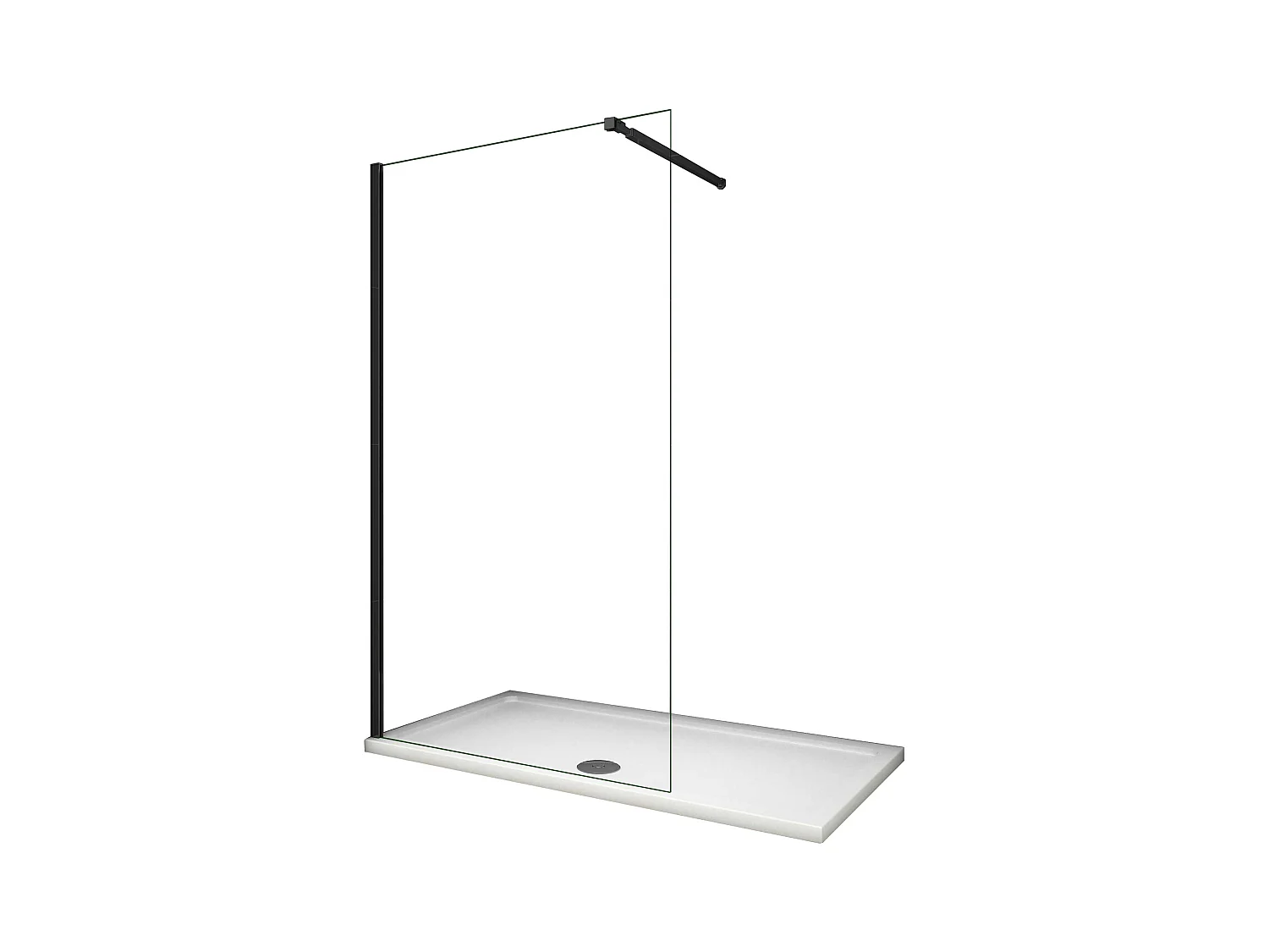 Panel de ducha con película de seguridad,barra 73-120cm,perfil negro mate,(78-80)x200cm