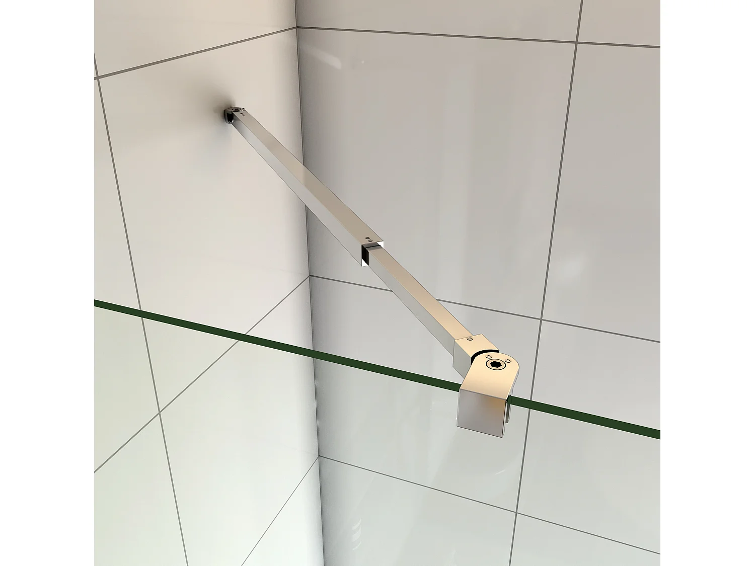 Panel de ducha vidrio antical de 8mm con barra ajustable 73-120cm,(58-60)x200cm