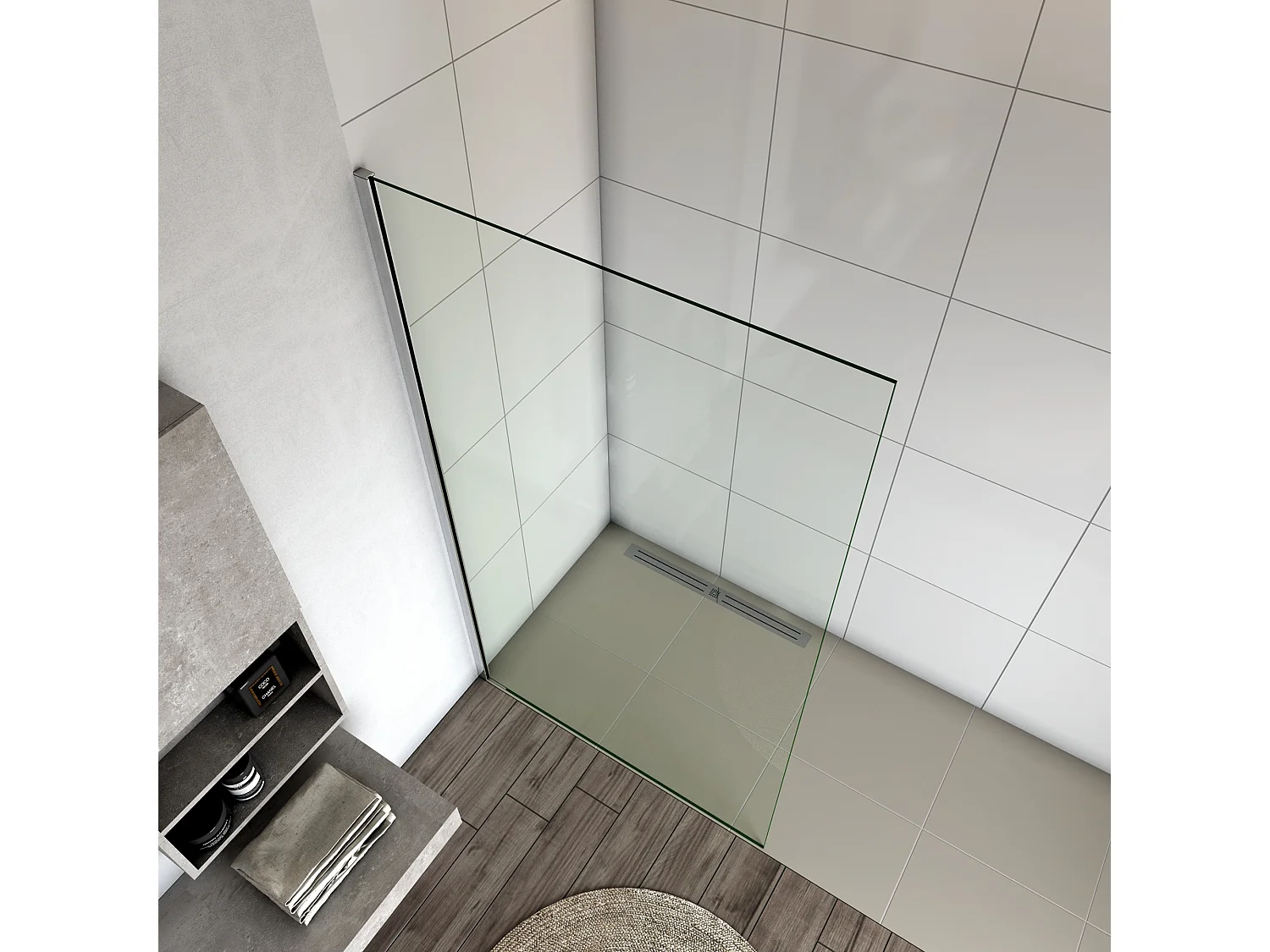 Panel de ducha panel pantalla fija vidrio 8mm antical perfil cromado (108-110)x200cm