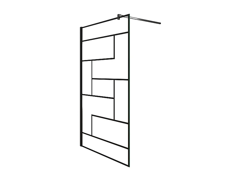 Panel de ducha serigrafiada,vidrio 8mm antical,barra 140cm,perfil negro,(98-100)x200cm