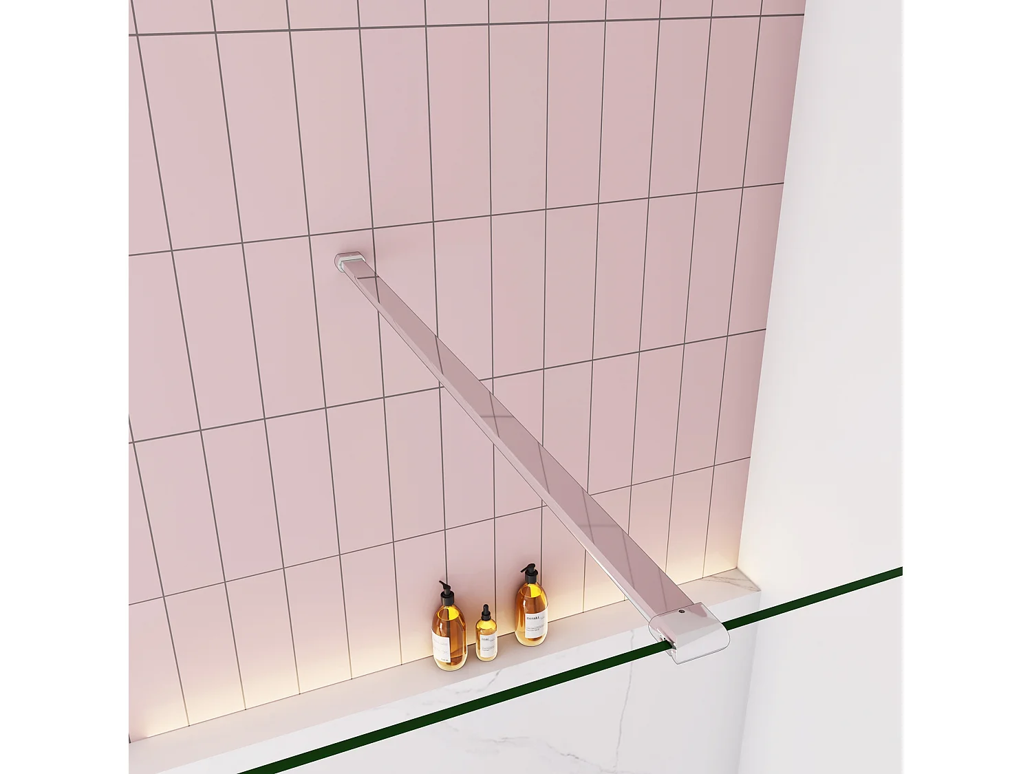 Painel de duche Fixo de folha única com Filme de Segurança à Prova de Explosão com Barra de 140cm Tamanho(98-100)x200cm-AICA