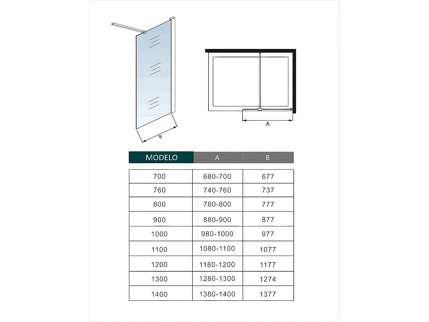 Panel de ducha vidrio 8mm con tratamiento antical,barra 90cm,perfil cromado(108-110)x190cm