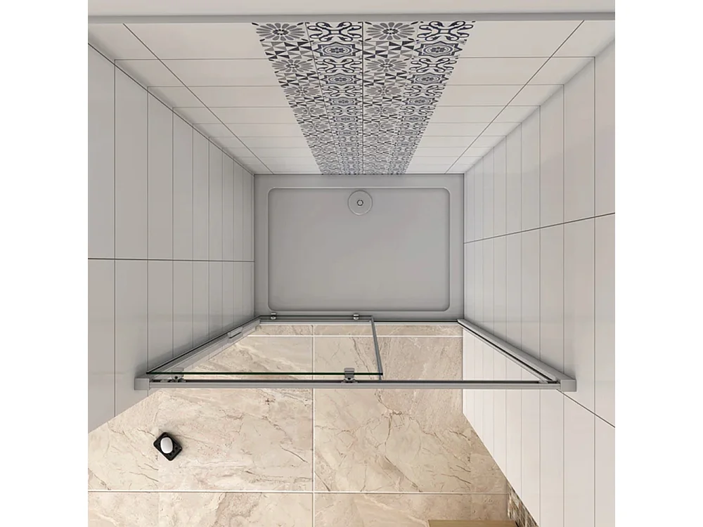 Mampara de ducha frontal corredera perfil blanco/gris mate vidrio 5mm (1060-1100)x1850mm