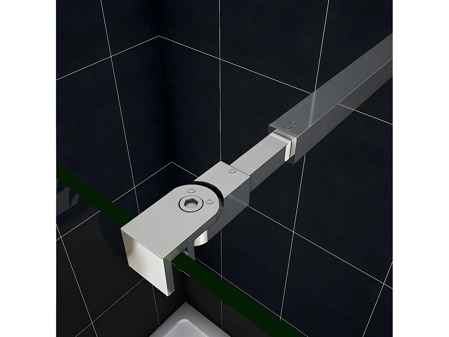 Painel de duche Fixo 1 folha Vidro Anti-calcário 8mm 77x200cm com Duas barras ajustáveis 73-120cm-AICA