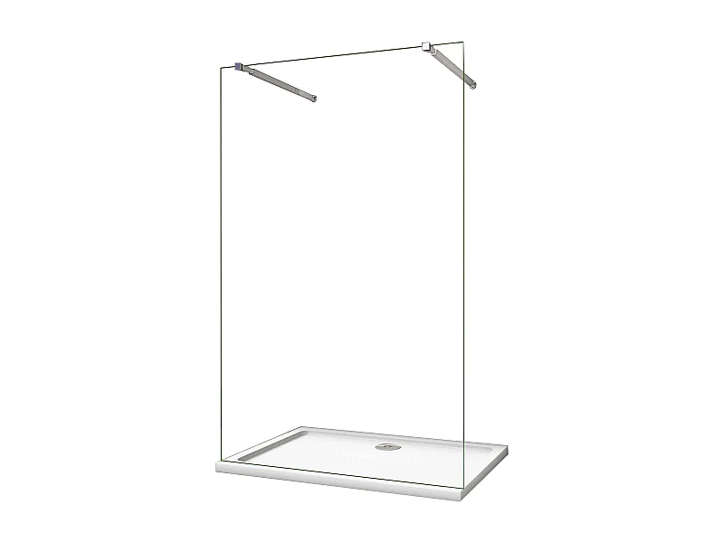 Painel de duche Fixo 1 folha Vidro Anti-calcário 8mm 77x200cm com Duas barras ajustáveis 73-120cm-AICA