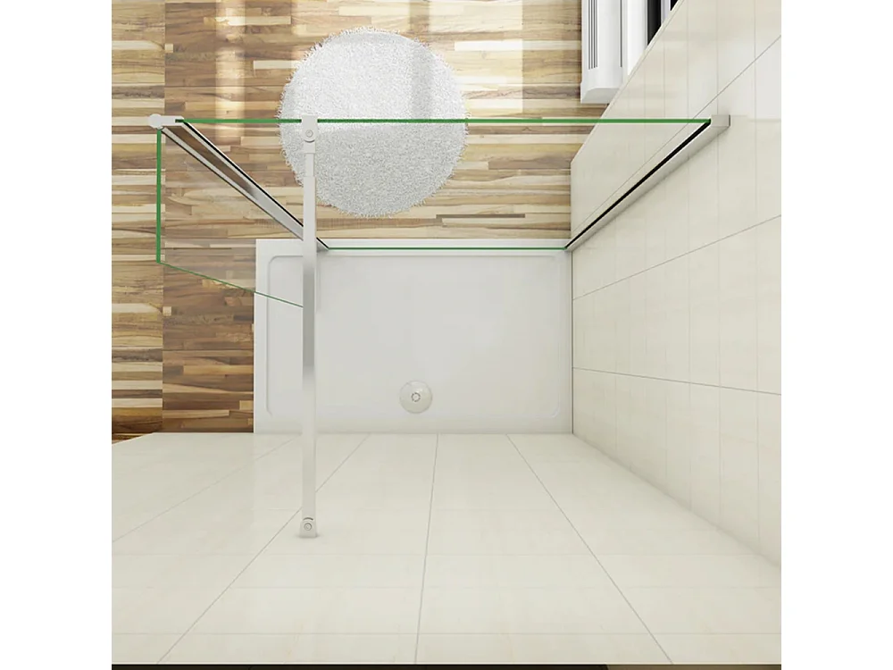 Panel de ducha con película de seguridad+lateral giratorio,barra 73-120cm (100+30)x200cm