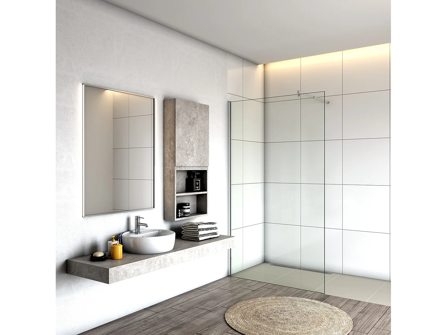 Panel de ducha vidrio antical de 8mm con barra ajustable 70-120cm,(118-120)x200cm