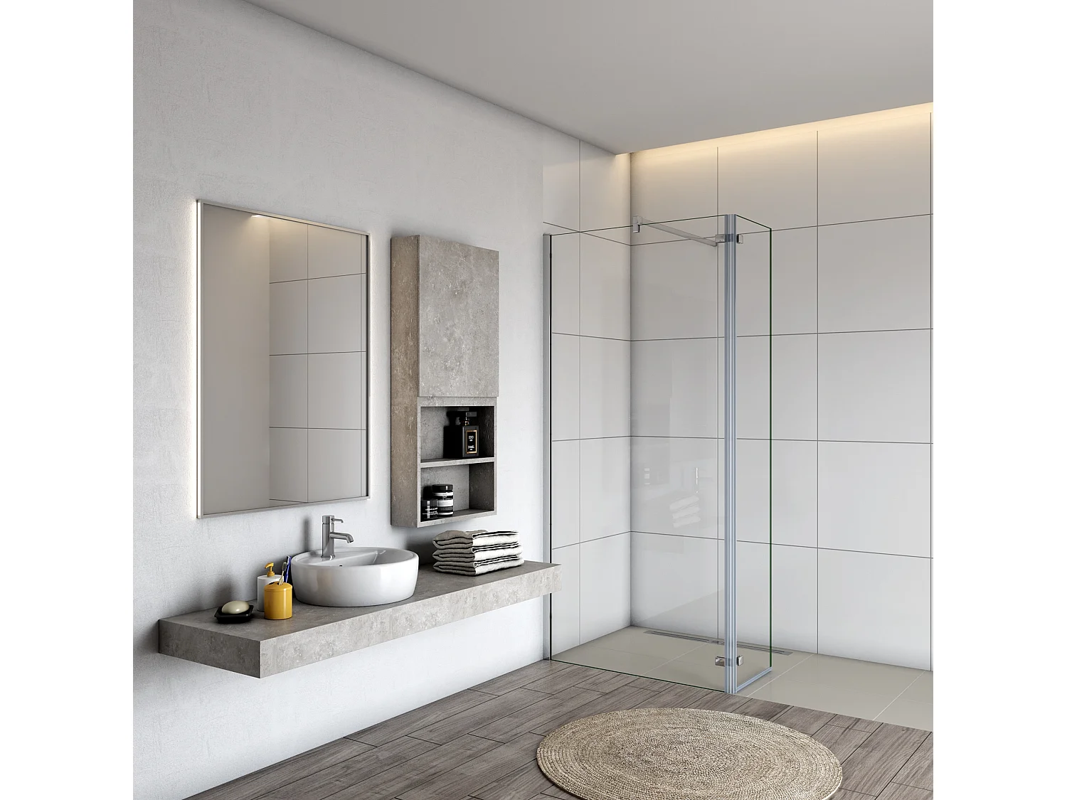 Panel de ducha con bisagra panel fijo+giratorio,barra fija 140cm([78-80]+40)x200cm