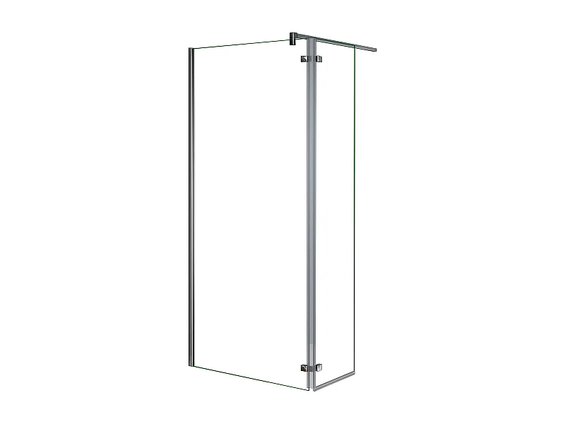 Painel de duche Fixo 2 folhas com Dobradiça Painel fixo+giratório Vidro Anti-calcário 8mm com Barra Fixa 140cm Perfil cromado ([78-80]+40)x200cm-AICA