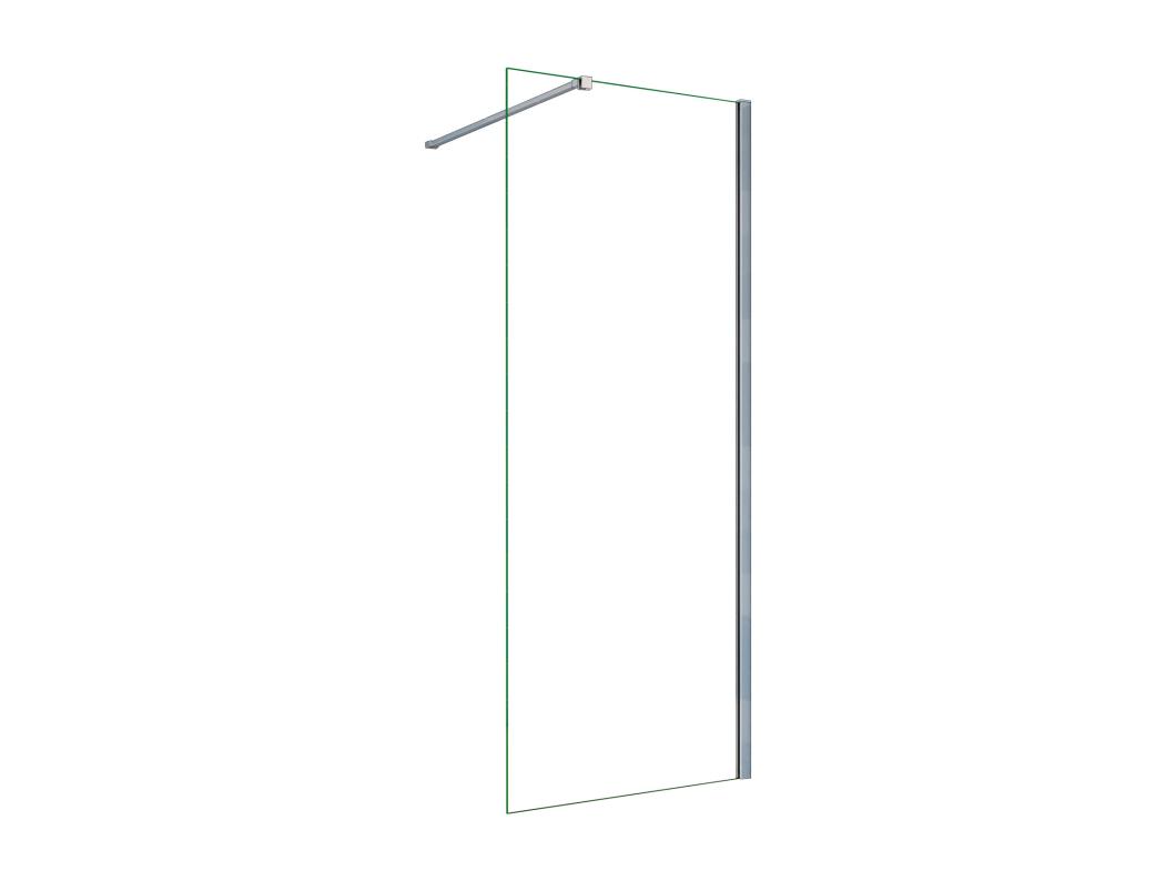 Painel de duche Fixo Vidro temperado de 8 mm com Tratamento anticalcário com uma Barra Fixa de 90cm Perfil cromado (78-80)x190cm-AICA