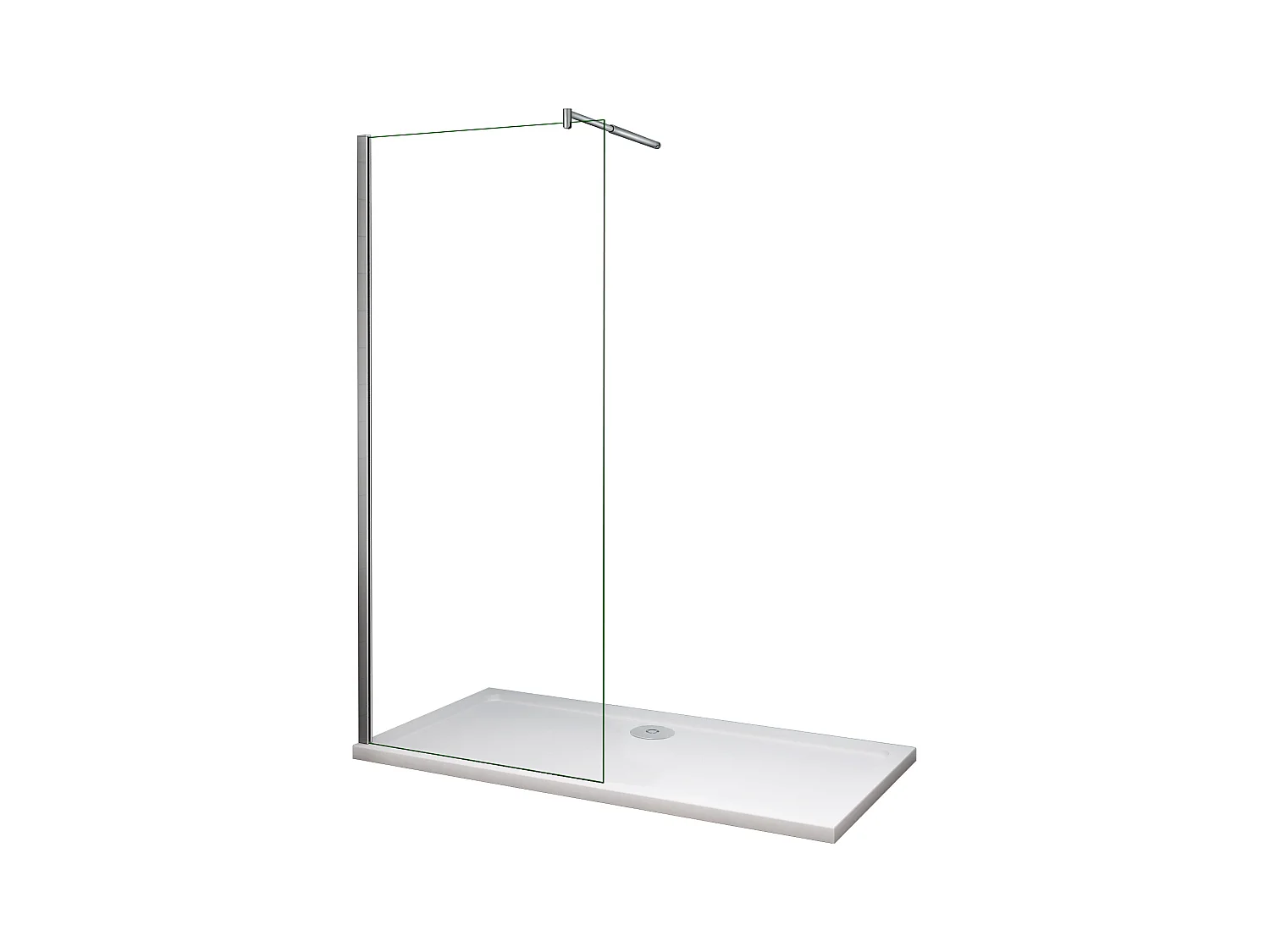 Painel de duche Fixo de folha única Vidro Anti-calcário 10mm com Barra ajustável 70-120cm Perfil cromado Tamanho(118-120)x200cm-AICA
