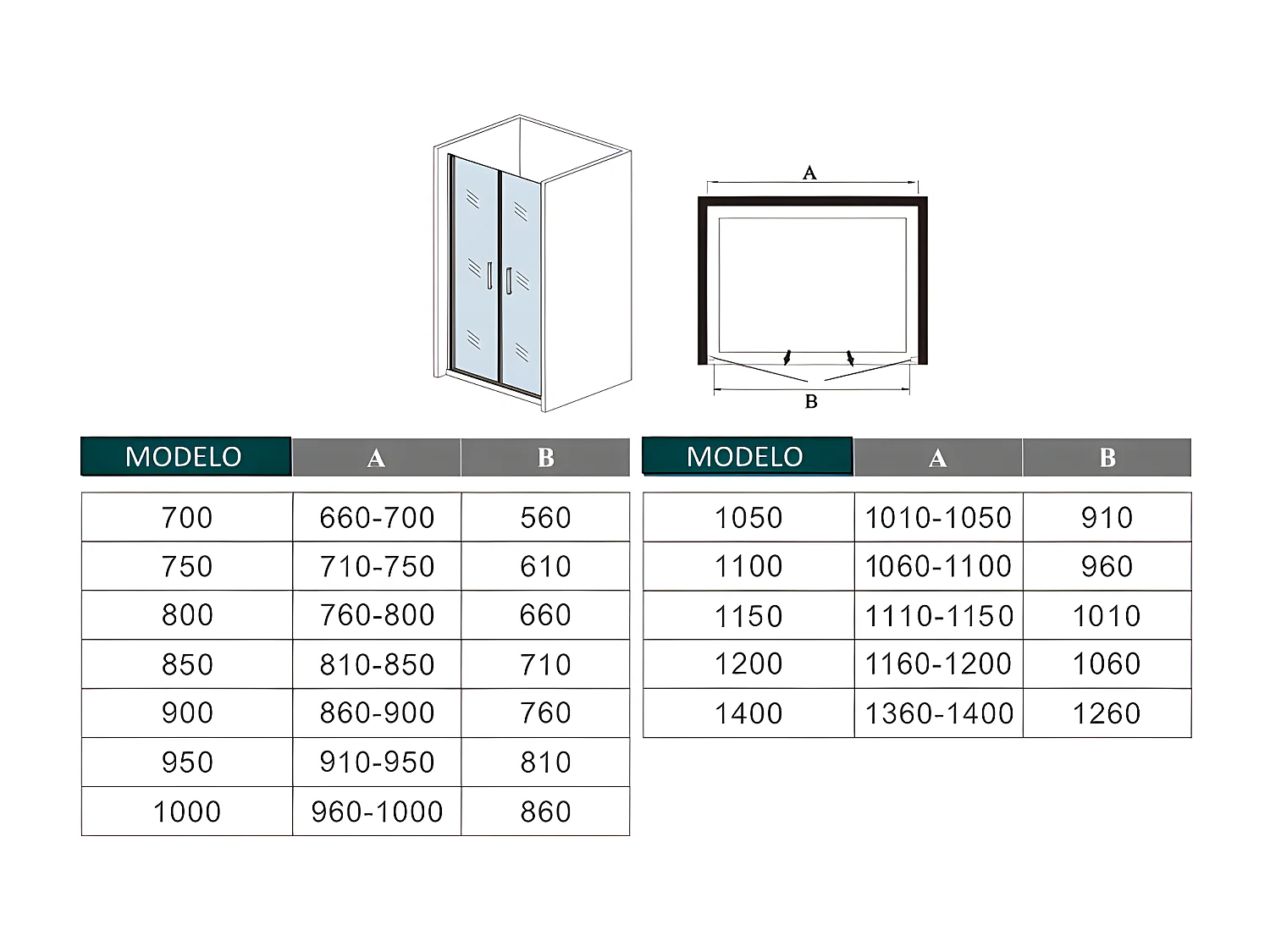 Mampara de ducha abatible dos hojas,perfil blanco/gris mate,vidrio 5mm,(910-950)x1850mm
