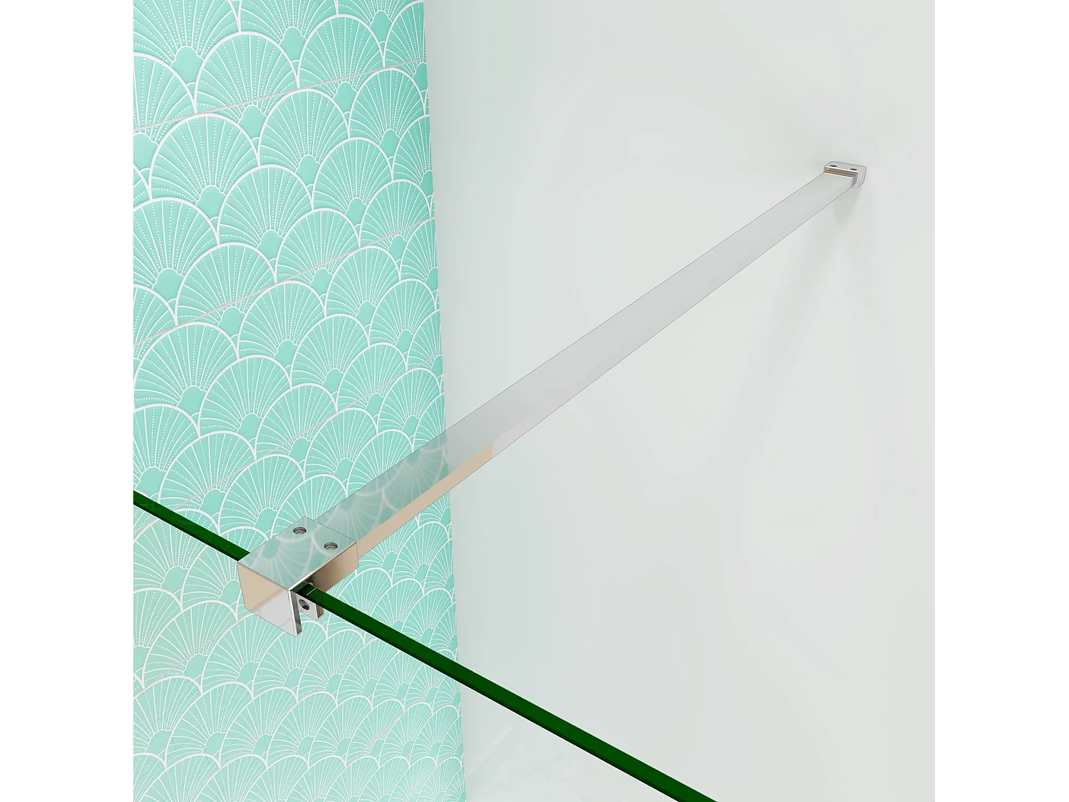 Panel de ducha vidrio 8mm con tratamiento antical,barra 90cm,perfil cromado (88-90)x190cm