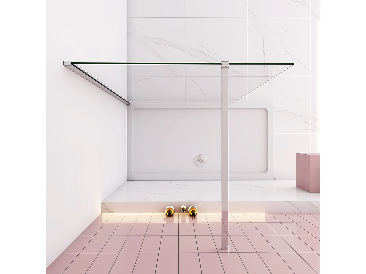 Panel de ducha con película de seguridad con barra de 90cm,(88-90)x200cm