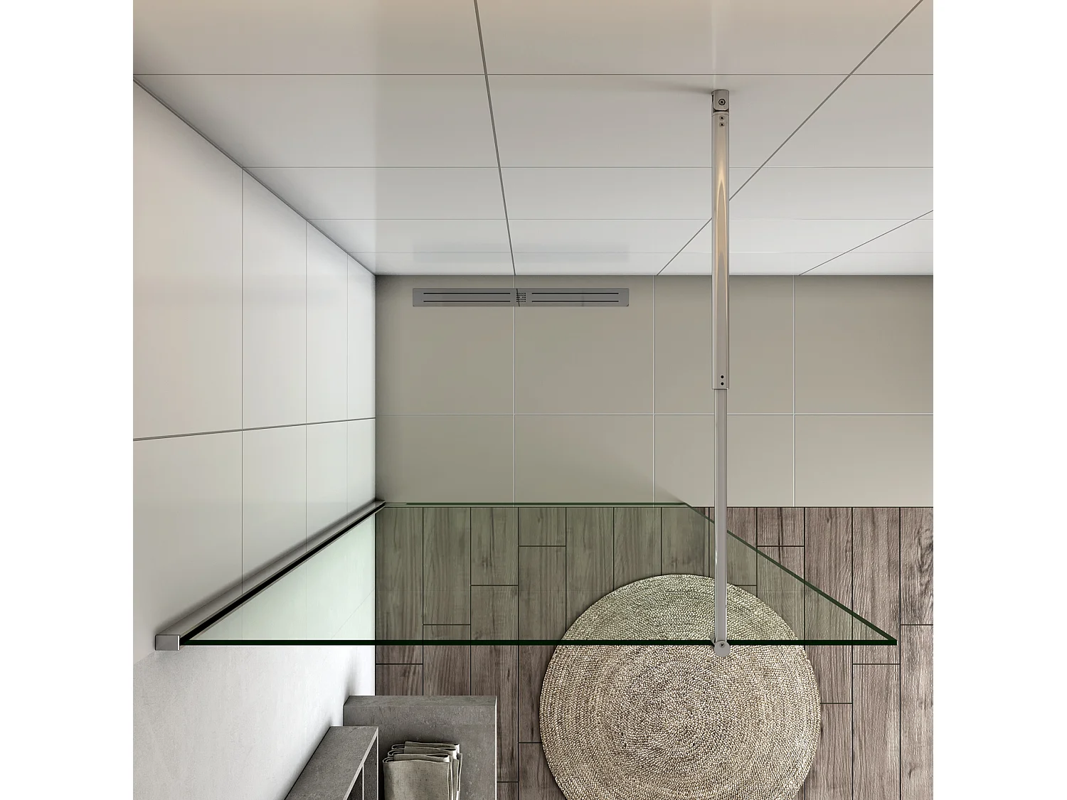 Painel de duche Fixo de folha única Vidro Anti-calcário 8mm com Barra ajustável 70-120cm Tamanho(78-80)x200cm-AICA