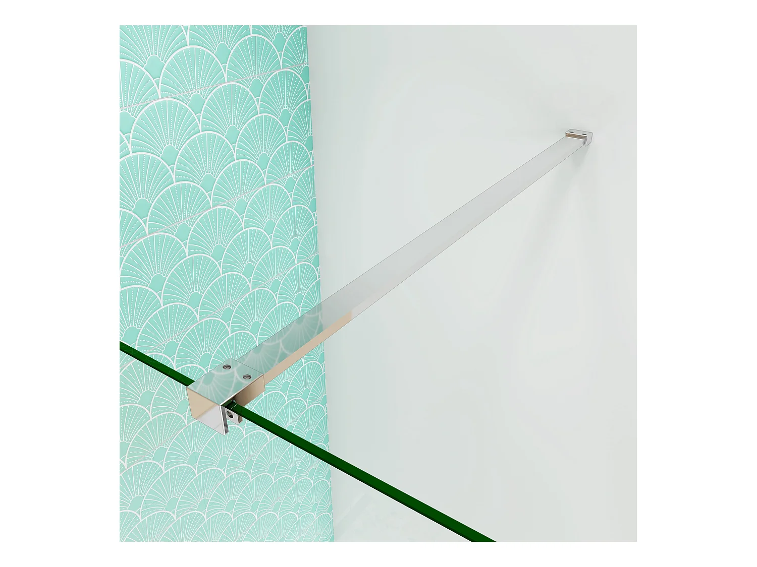 Panel de ducha vidrio 8mm con tratamiento antical,barra 90cm,perfil cromado(118-120)x190cm