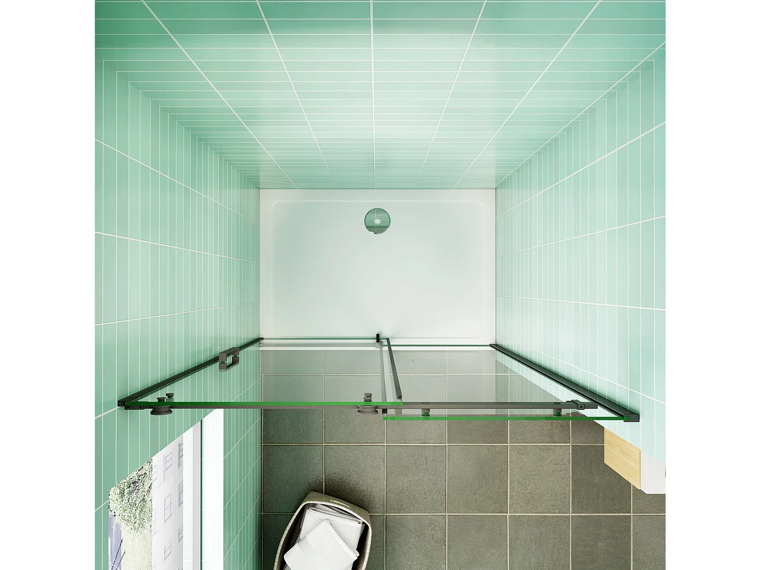 AICA Mampara de ducha corredera perfil negro mate vidrio 8mm antical (1360-1400)x2000mm