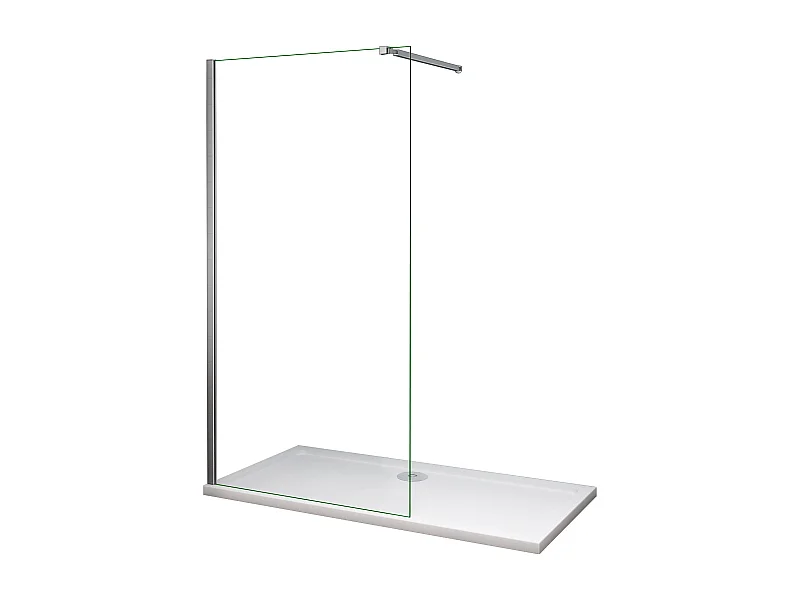 Painel de duche Fixo de folha única Vidro Anti-calcário 10mm com Barra ajustável 73-120cm Perfil cromado Tamanho(88-90)x200cm-AICA