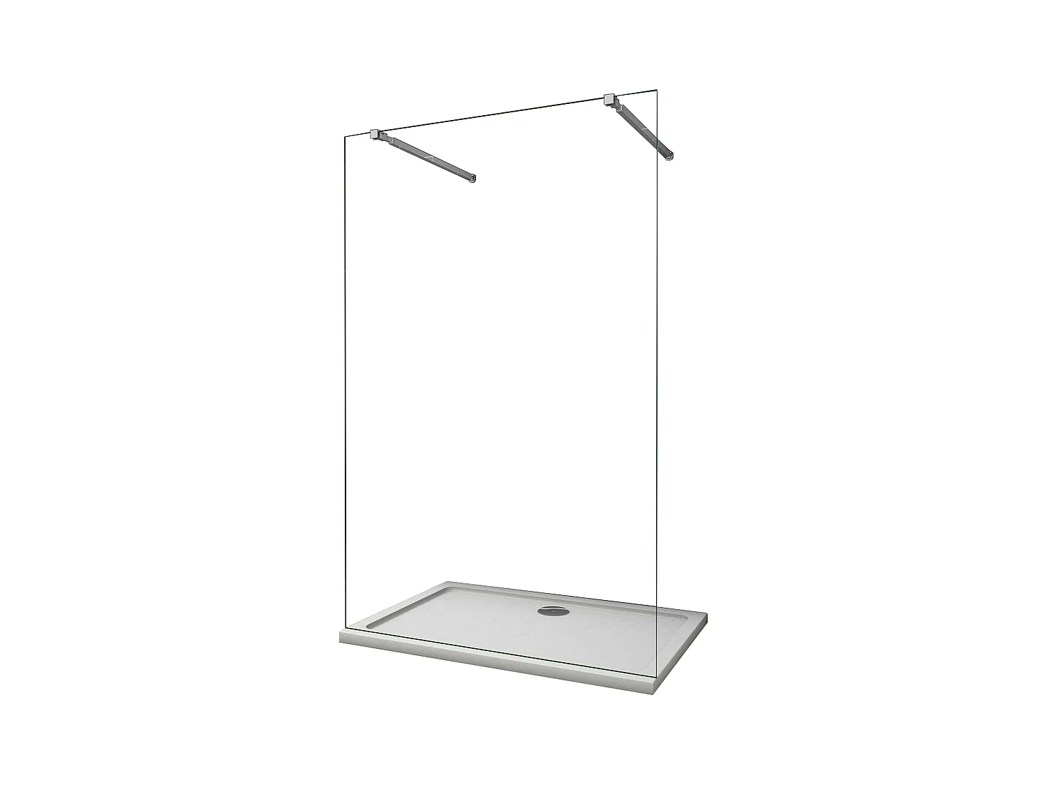 Painel de duche Fixo 1 folha Vidro Anti-calcário 10mm 117x200cm com Duas barras ajustáveis 73-120cm-AICA