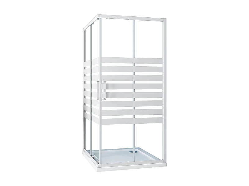 Mampara de ducha cuadrada corredera+plato de ducha,vidrio serigrafiado 5mm 800x800x1950mm