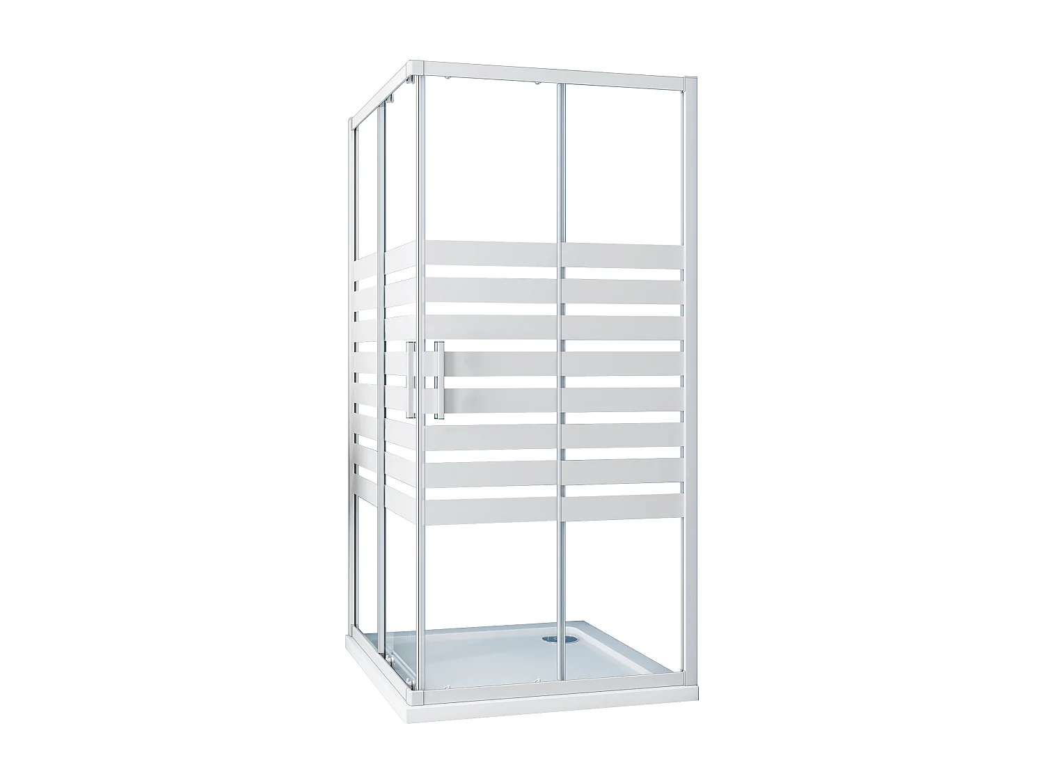 AICA Mampara de ducha cuadrada corredera+plato de ducha,vidrio serigrafiado 5mm 800x800x1950mm