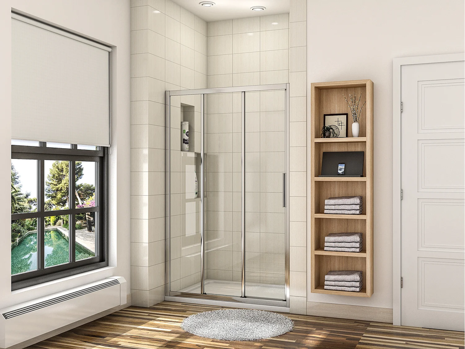 AICA Mampara de ducha corredera 3 hojas perfil cromado vidrio antical 6mm (1154-1200)x1950mm