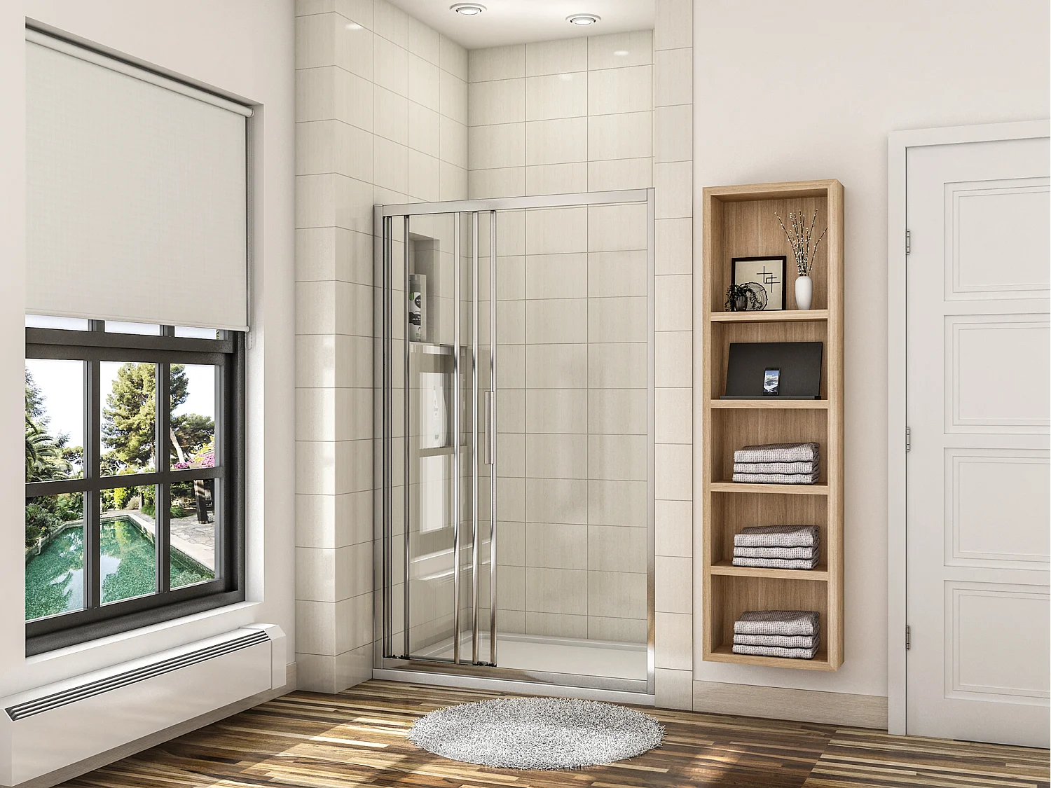 AICA Mampara de ducha corredera 3 hojas perfil cromado vidrio antical 6mm (1154-1200)x1950mm