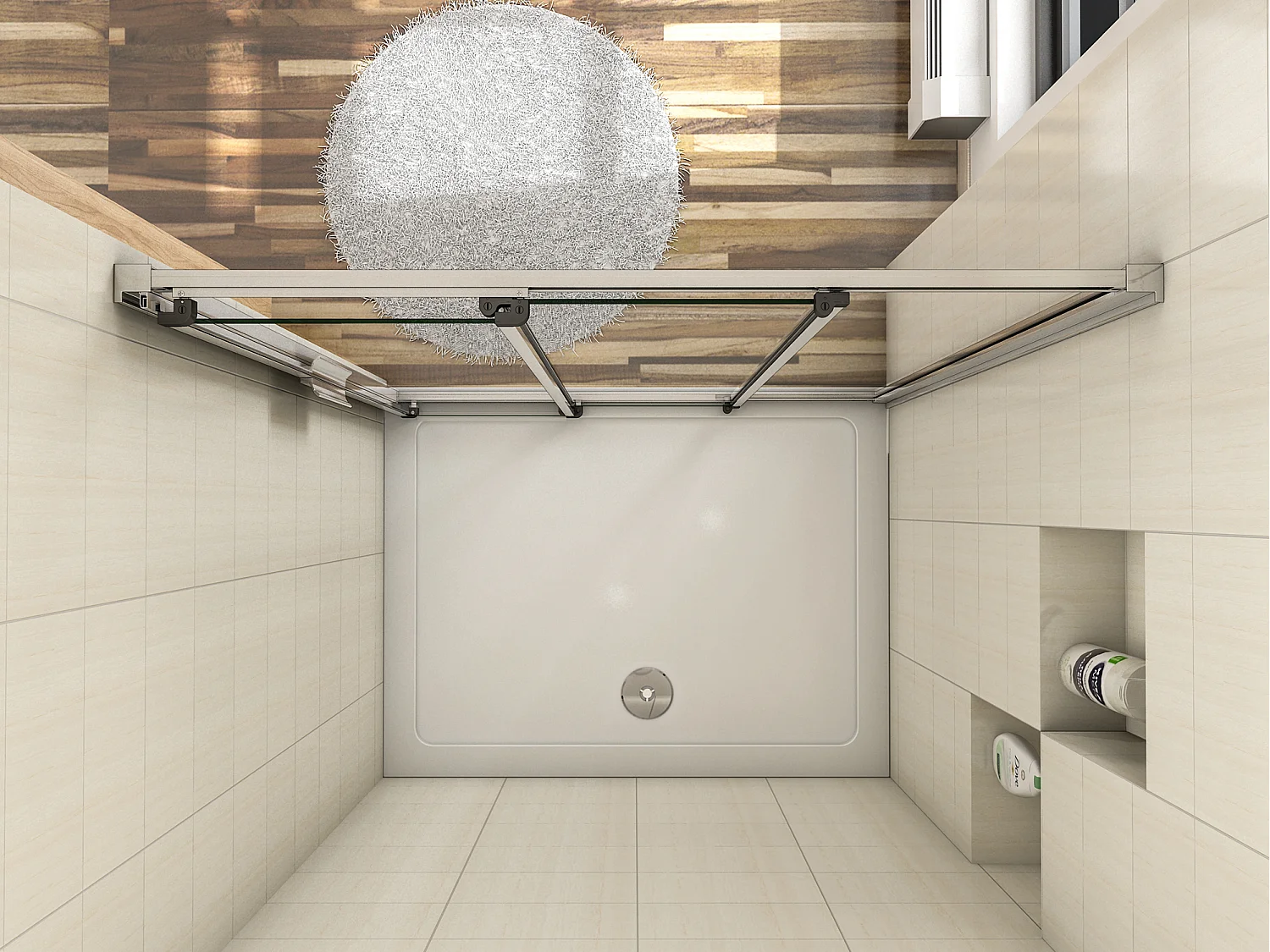 AICA Mampara de ducha corredera 3 hojas perfil cromado vidrio antical 6mm (1154-1200)x1950mm