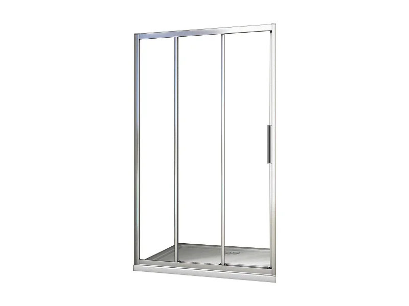 Porta de duche correr frontal 3 folhas Perfil cromado Vidro Anticalcário 6mm (1154-1200)x1950mm-AICA