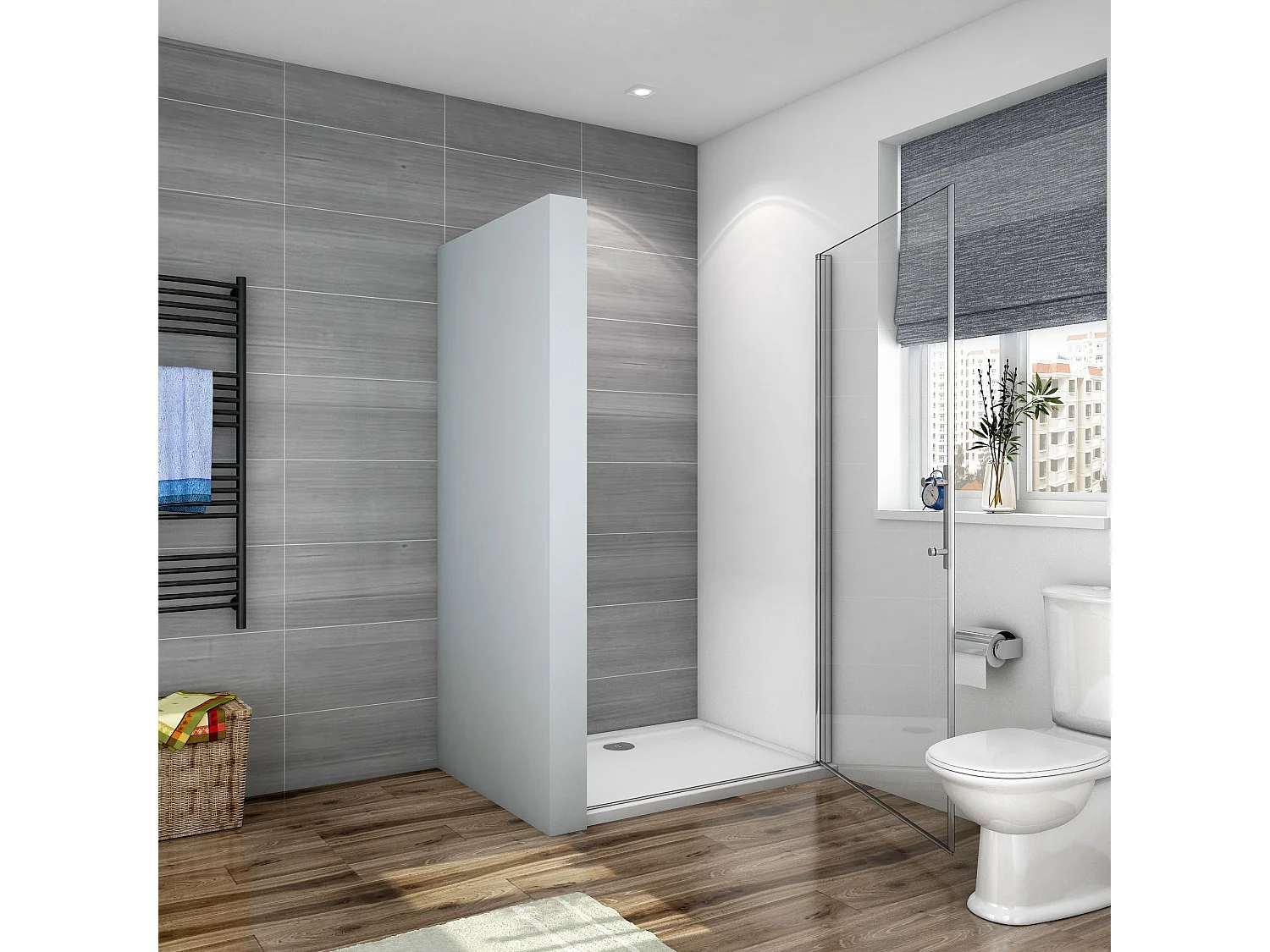 Mampara de ducha frontal abatible perfil cromado vidrio antical 6mm (786-816)x1950mm