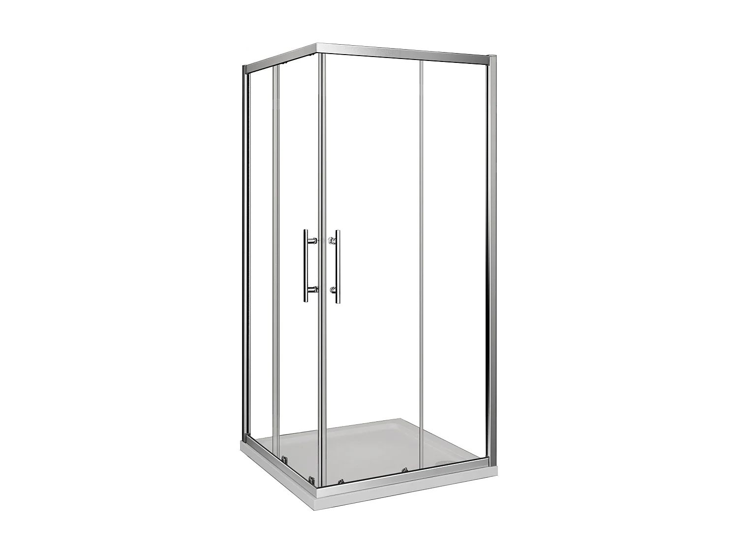 Cabine de duche quadrada correr Perfil cromado Vidro temperado 5mm (740-760)x(740-760)x1850mm-AICA