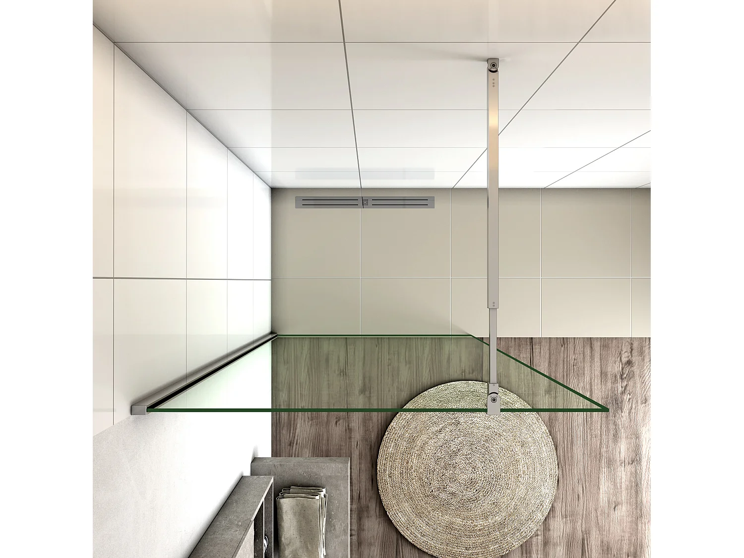 Panel de ducha vidrio antical de 8mm con barra ajustable 73-120cm,(88-90)x200cm