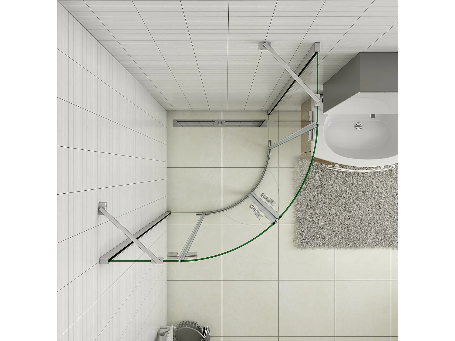 AICA Mampara de ducha curva abatible,cromado,vidrio antical 6mm,(870-885)x(870-885)x1950mm