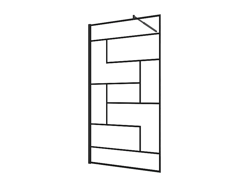 Panel de ducha serigrafiada,vidrio 8mm antical,barra 70-120cm,perfil negro,(98-100)x200cm