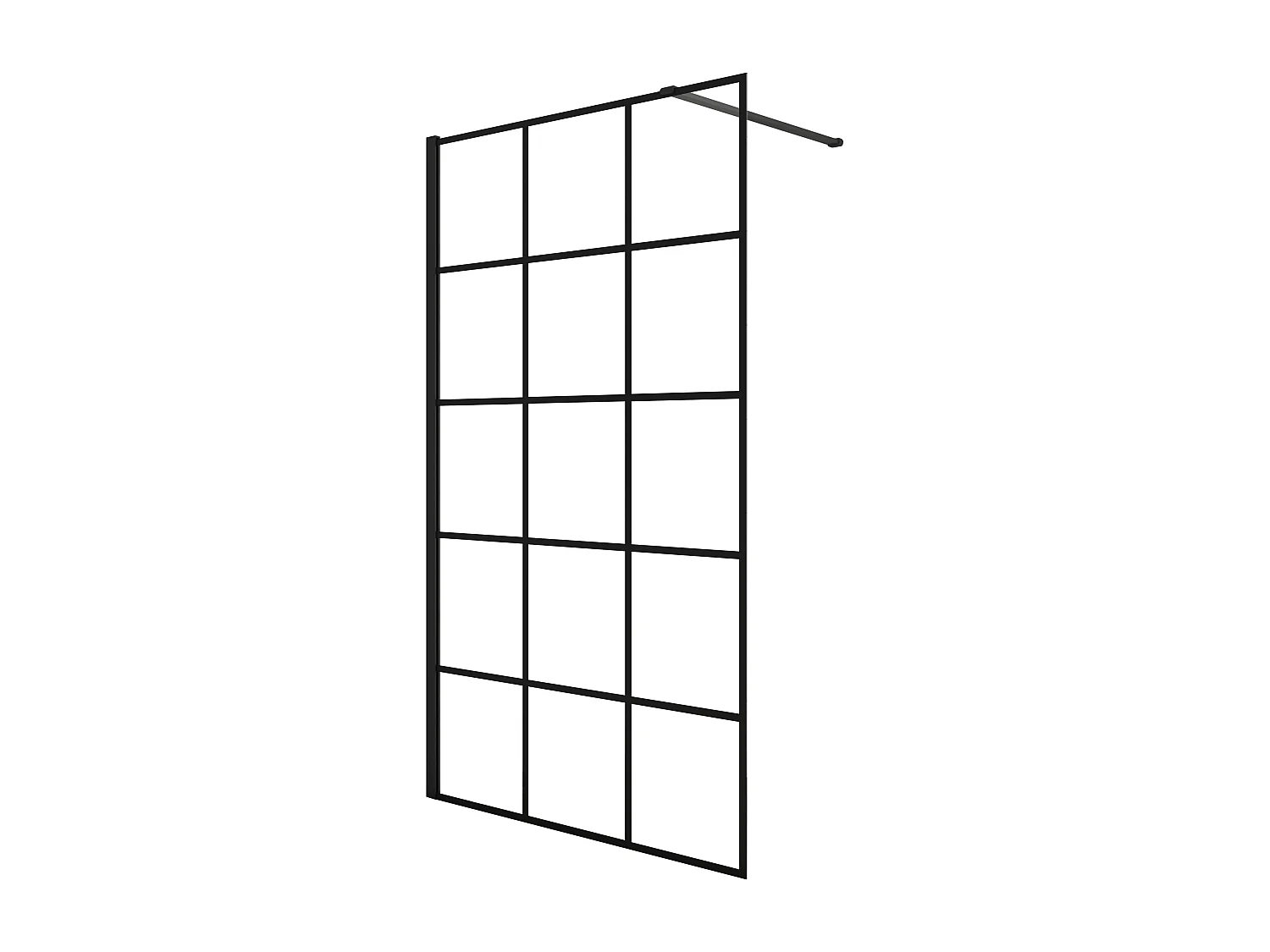 Panel de ducha serigrafiada,vidrio antical 8mm,barra1 90cm perfil negro (78-80)x200cm