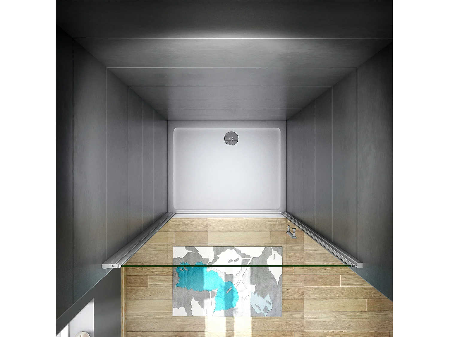 Porta de duche Bater 1 folha Perfil cinza fosco Vidro temperado 5mm (886-916)x1850mm-AICA