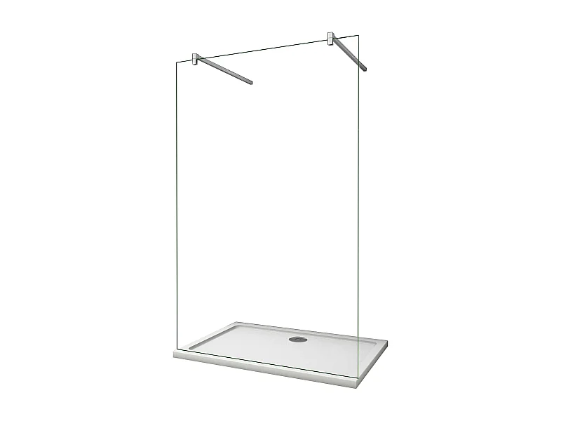 Painel de duche Fixo 1 folha Vidro Anti-calcário 10mm 87x200cm com Duas barras 140cm-AICA