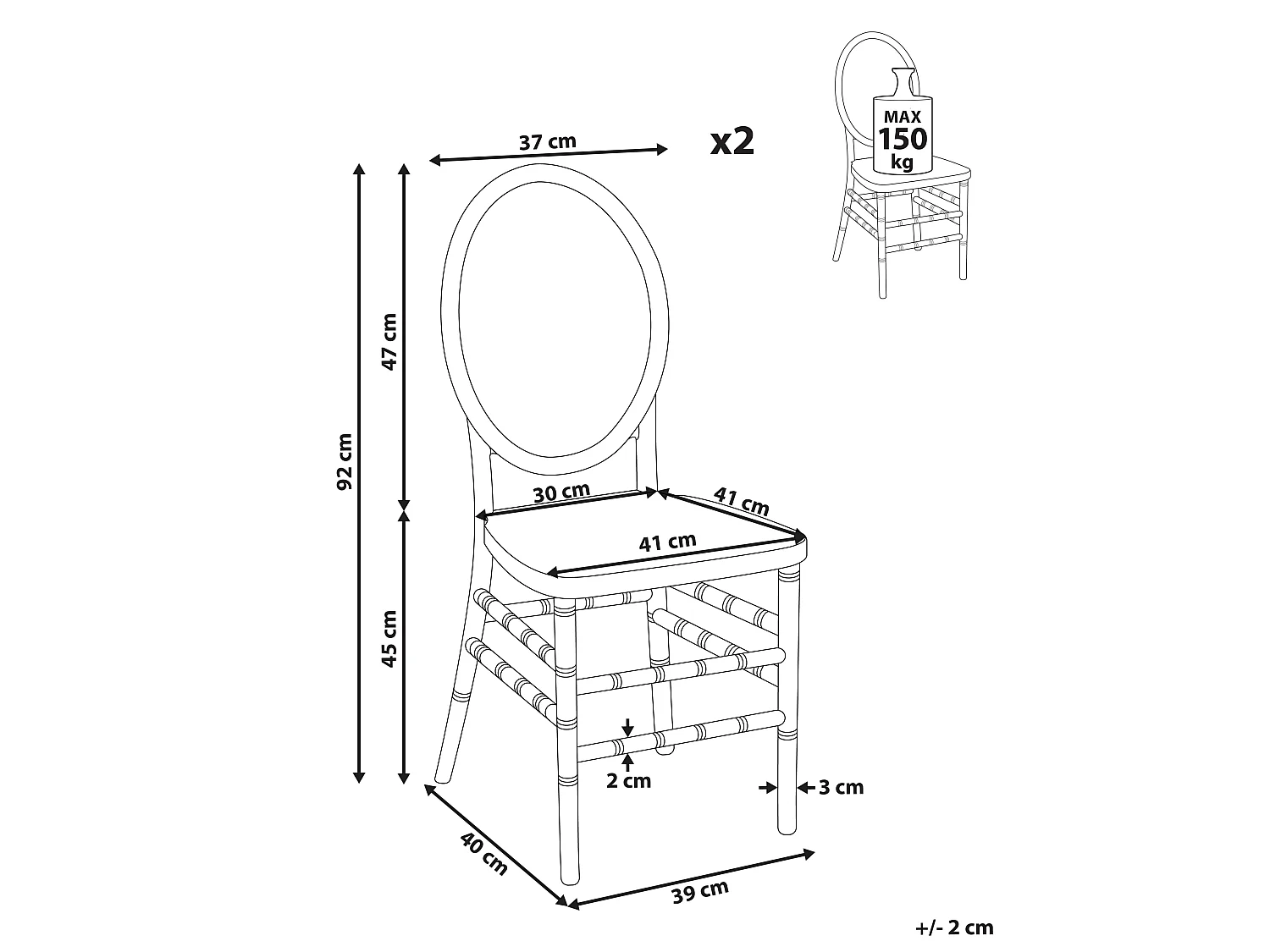 Set van 2 eetkamerstoelen MONTROSE Transparant