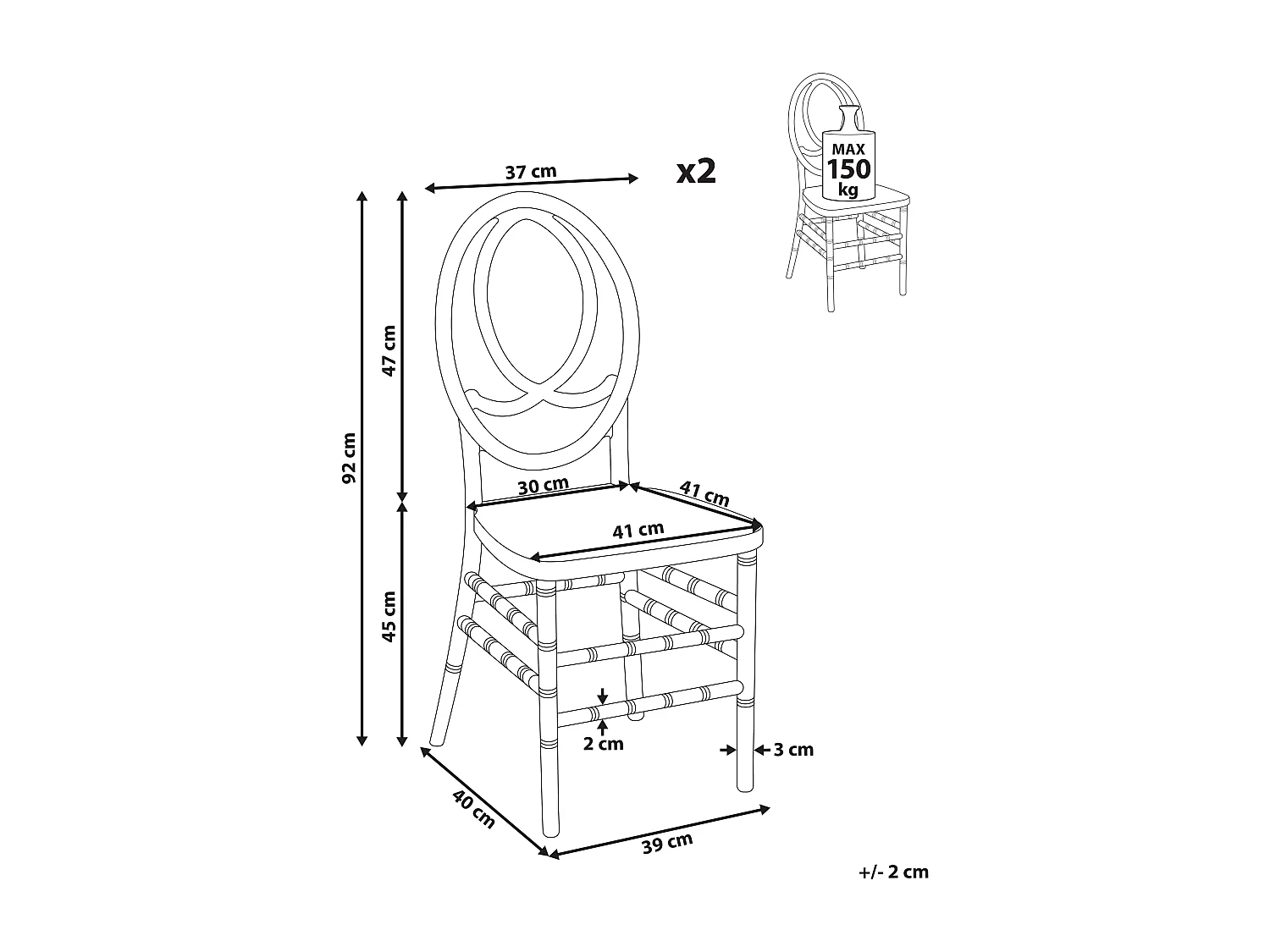 Set van 2 eetkamerstoelen MIDWAY Transparant