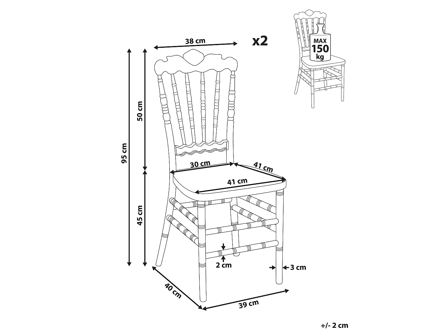 Lot de 2 chaises de salle à manger MENDON Transparent