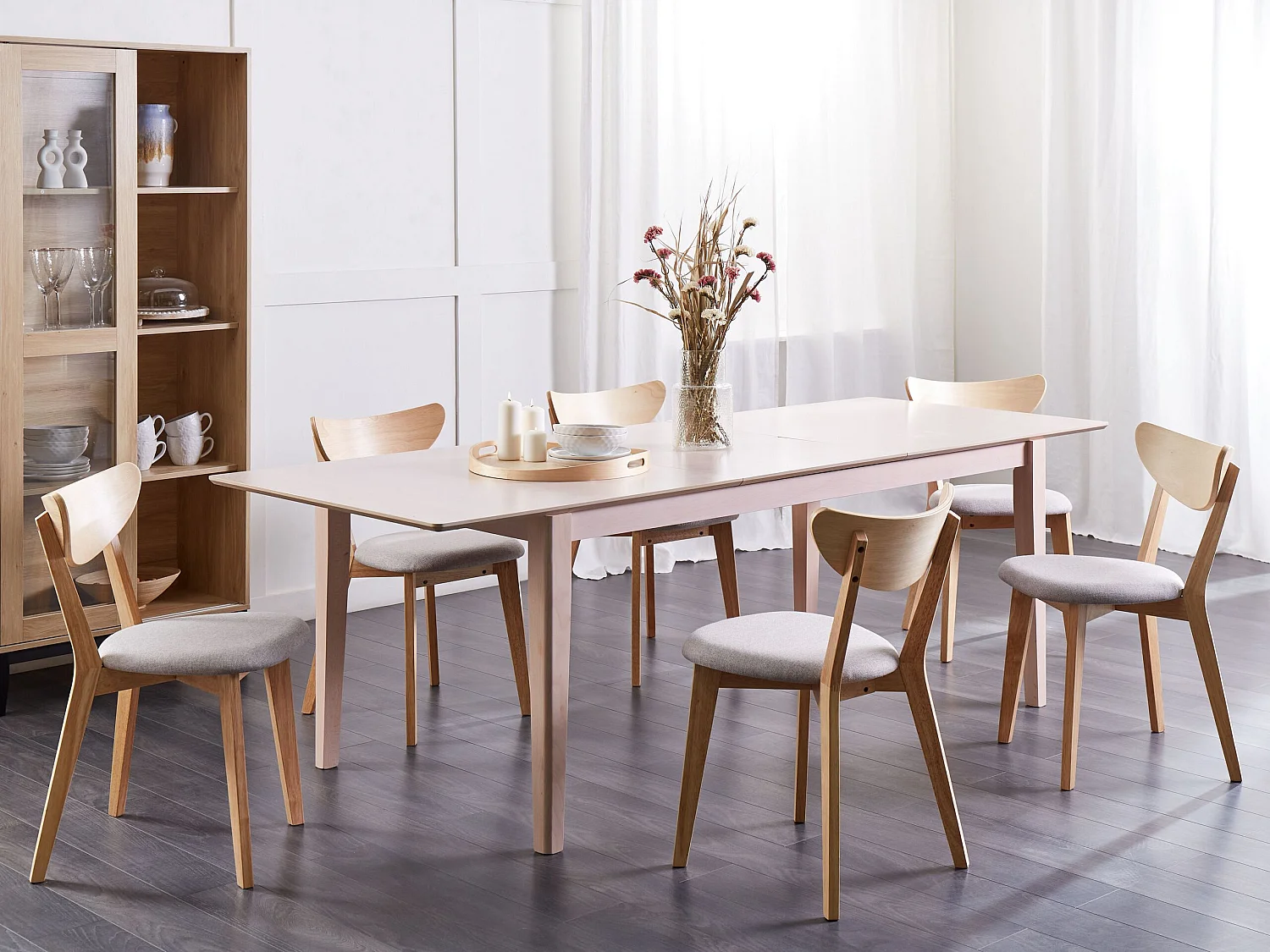 Mesa de comedor extensible CROSBY Haya clara 180/240 cm 90 cm