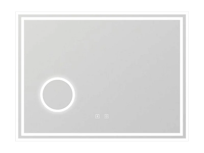 Aica Espejo de baño LED 80×60cm,Bluetooth,3×lupa