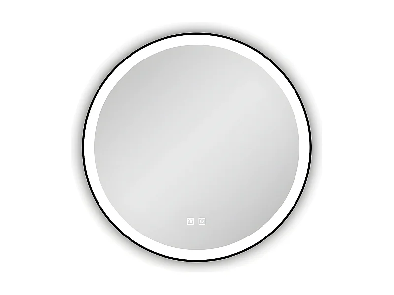 Aica Espejo de baño redondo LED 70cm con marco, antivaho, luminosidad regulable