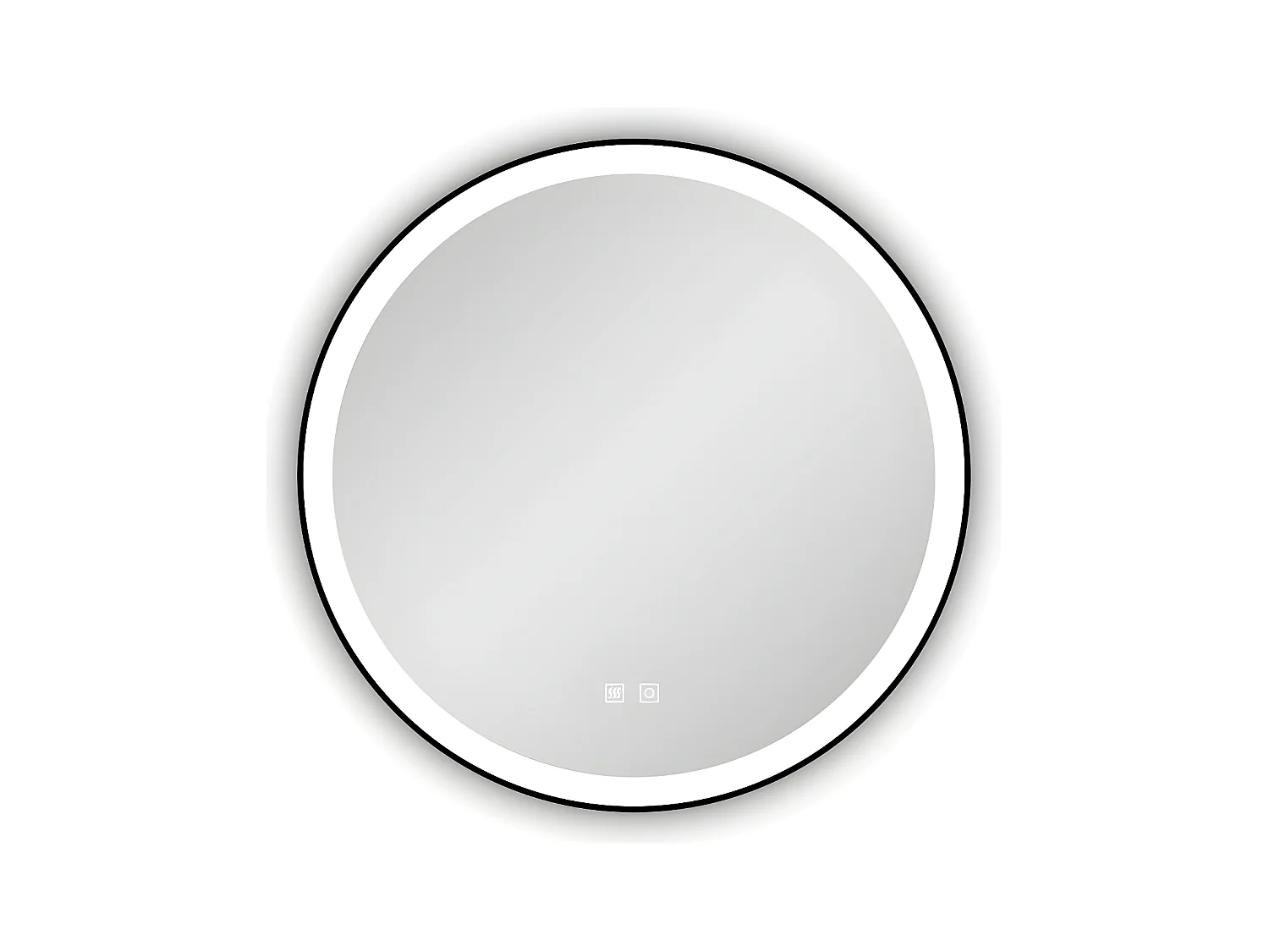 Aica Espejo de baño redondo LED 70cm con marco, antivaho, luminosidad regulable